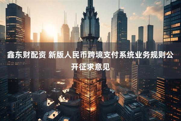 鑫东财配资 新版人民币跨境支付系统业务规则公开征求意见